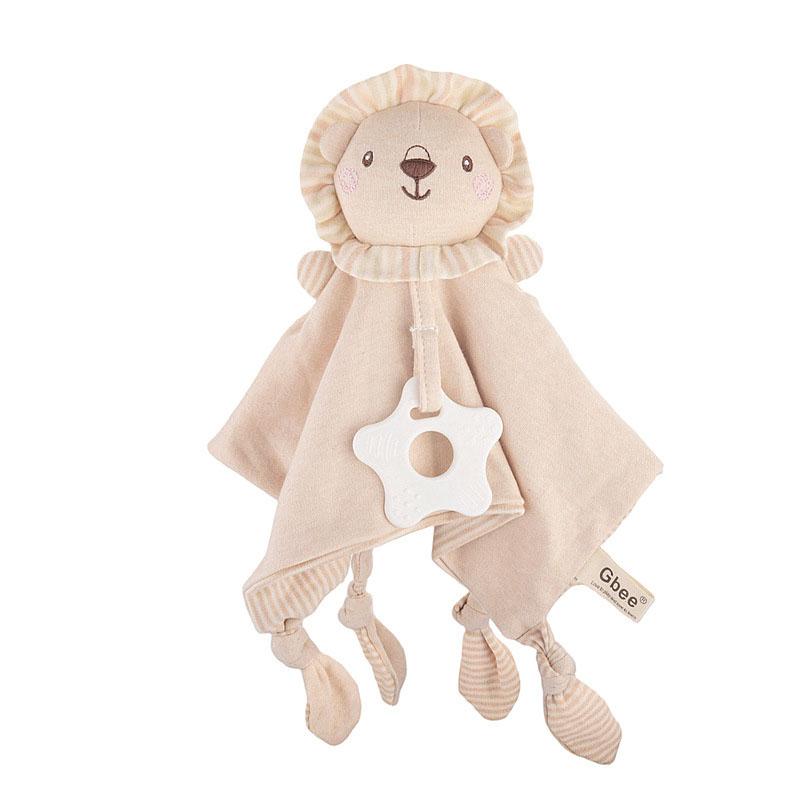Baby Cartoon Early Education Organic Cotton Soft Animal Ringing Toothed Gum Water Towel Soothing Doll