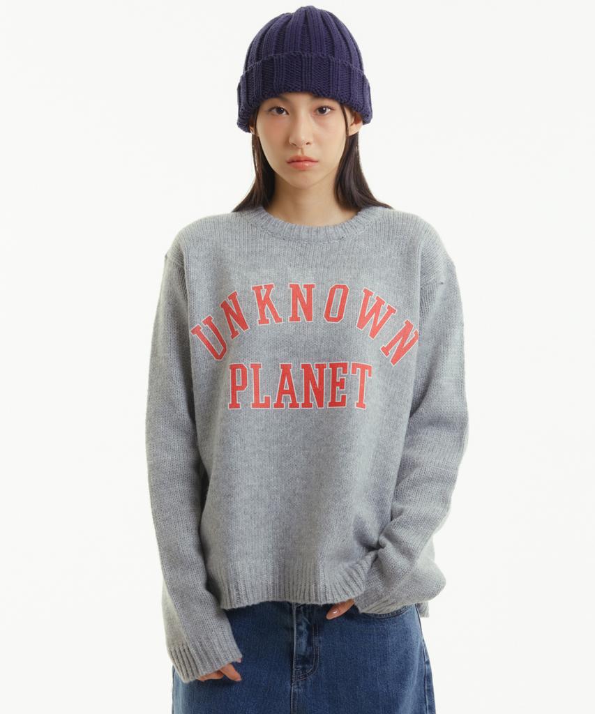 UNKNOWN PLANET Вязаный свитер с логотипом Varsity, меланж