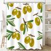 Luxurious Green Olive Pattern Shower Curtain Waterproof Home Decoration Bathroom Decorative Liner Set For Kitchen Sink Basin