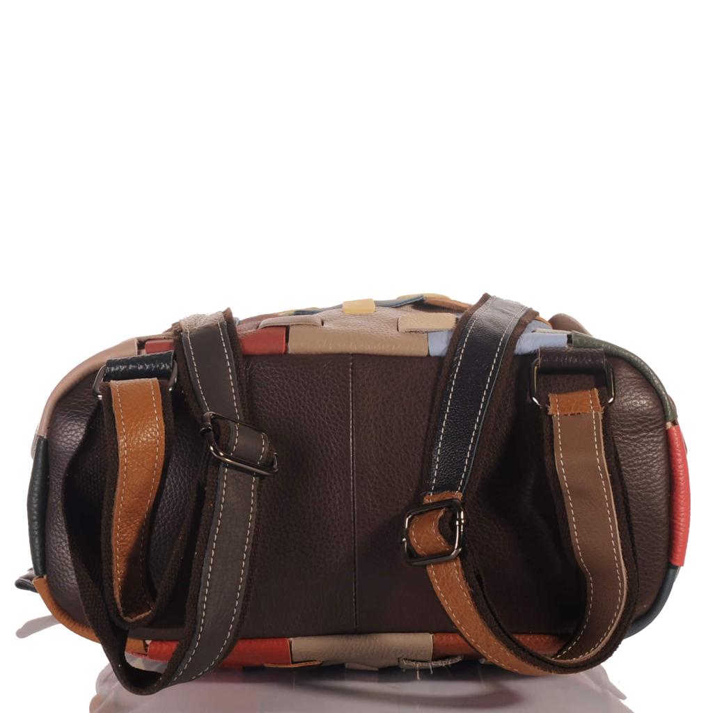 Women's Leather Backpack In Patchwork Design