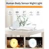 LED Motion Sensor Night Light USB Rechargeable Night Lamp For Kitchen Cabinet Wardrobe Lamp Staircase Wireless LED Closet Light