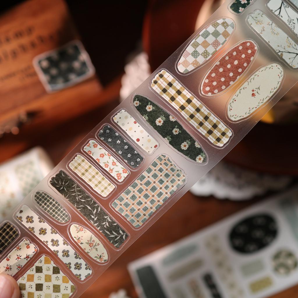 Yier  Материалы для ручного дневника [Цветочный пэчворк] PET Васи-лента Вырубка Наклейка
