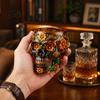Specialty Spirit Tasting Glass Day of The Dead Wine Glass, with 3D Relief Painting, Hand-Painted Durable Whiskey Cup Gothic Skull Cup, for Halloween