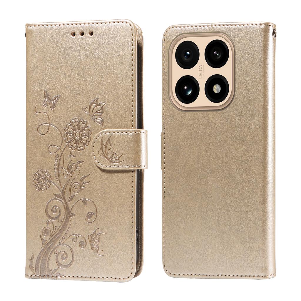 For Xiaomi 15T Leather Case Butterfly Floral Imprint Wallet Stand Cover
