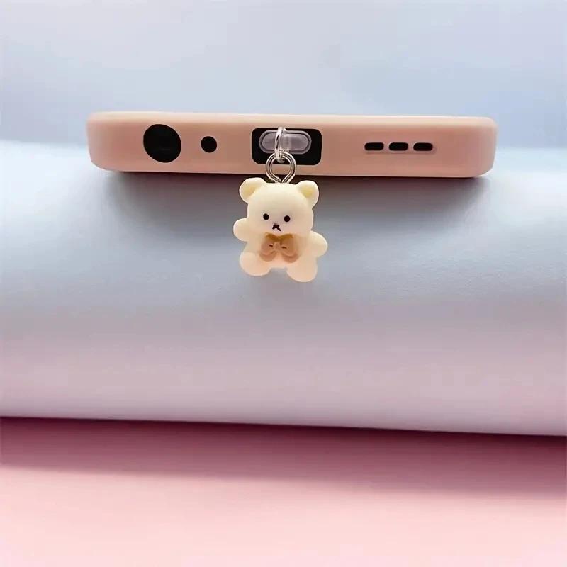 Заглушка от пыли для iPhone, Samsung, интерфейс Type-C, милый медведь, декоративные аксессуары, подвесные аксессуары, универсальная заглушка от пыли