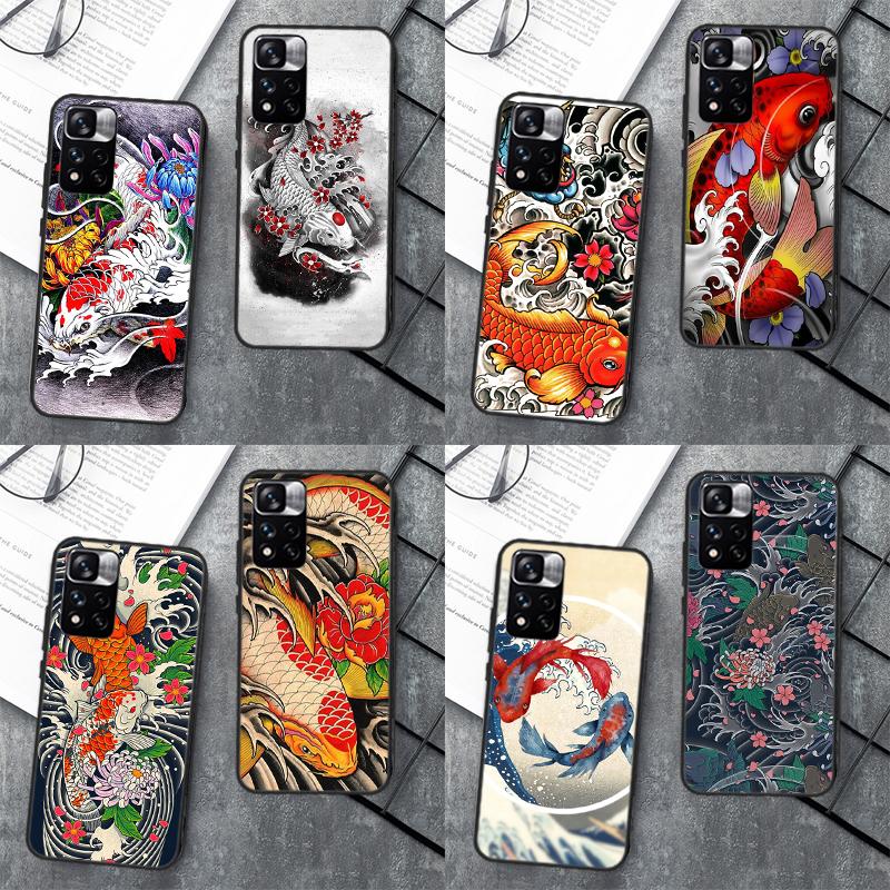 Японский чехол с карпом Кои для Xiaomi Redmi Note 12 11 10 9 8 Pro Note 12S 11S 10S 9S Чехол для Redmi 9 10 12 C