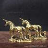 1pcs Pure Brass Mini Unicorn Ornament Small Brass Crafts Ornament Brass Car Keychain Jewelry Ornaments Home Living Room Decoration Men's Keychain