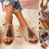 Women's Ladies Fashion Casual Flat Fringe Shoes Slippers Peep Toe Sandals