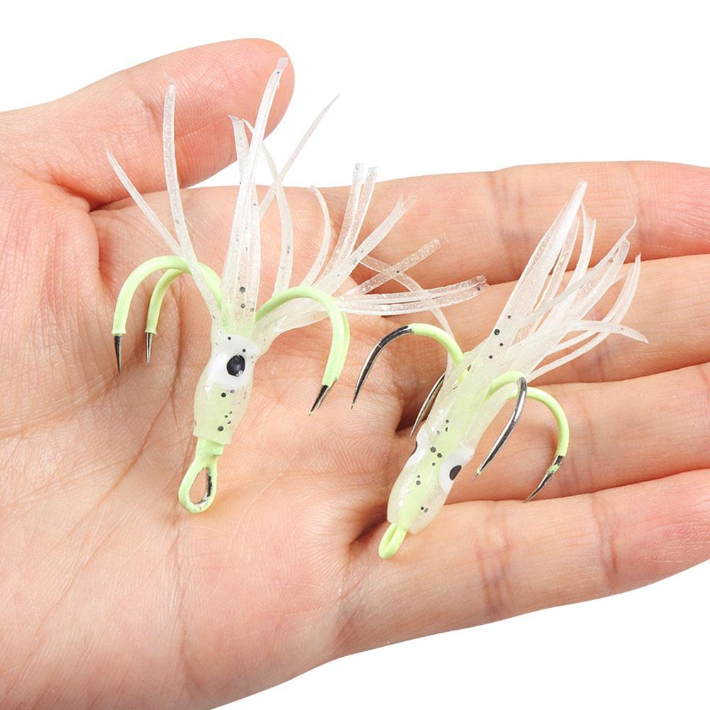 5pcs Squid Skirts Fishing Lures With Hooks Octopus Artificial Bait Fishing Jigs Luminous Fishing Hooks