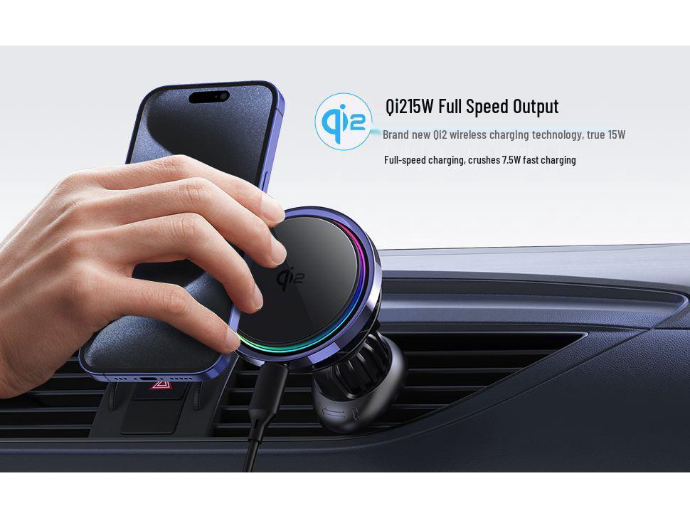 QI2 Magnetic Wireless Car Charger with LED Light and Fast Cooling