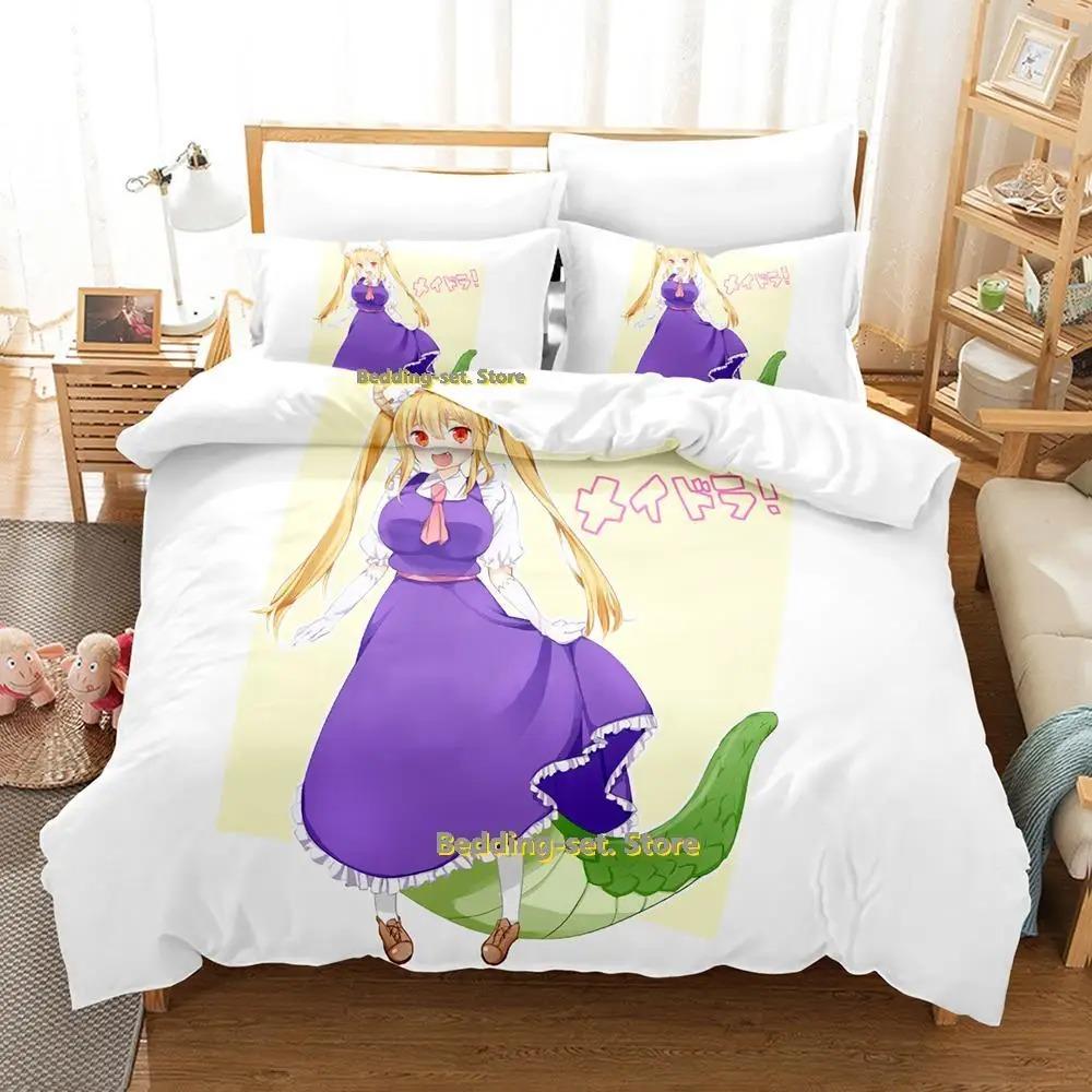 Miss KobayashiS Dragon Maid Bedding Collection Anime ThreePiece Set Adult Kid Bedroom Duvetcover Collections Kawaii Girls Conjunto De Cama