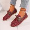 Large Size Leopard Print Casual Single Shoes Women's Autumn New Lace-up Doudou Shoes Casual Single Shoes Women