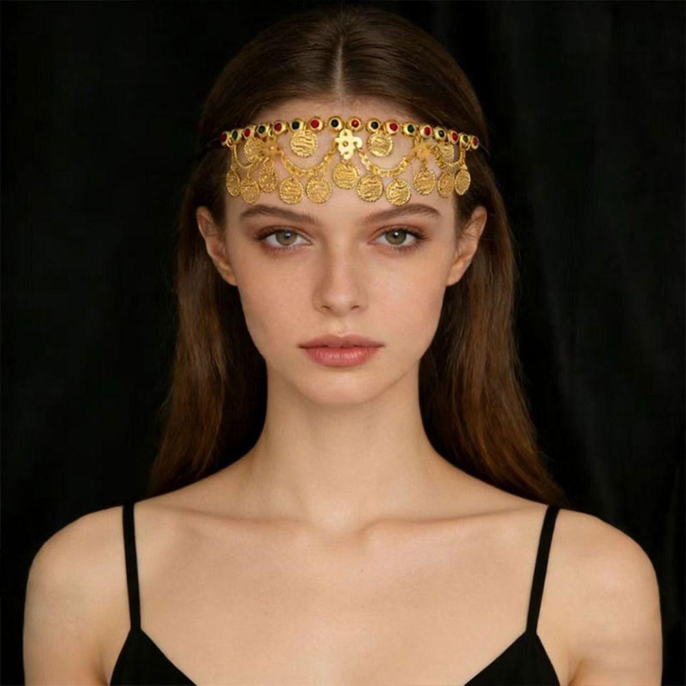 Round Exotic Forehead Chain Korean Style Long Tassels Hair Chain Headgear Accessory