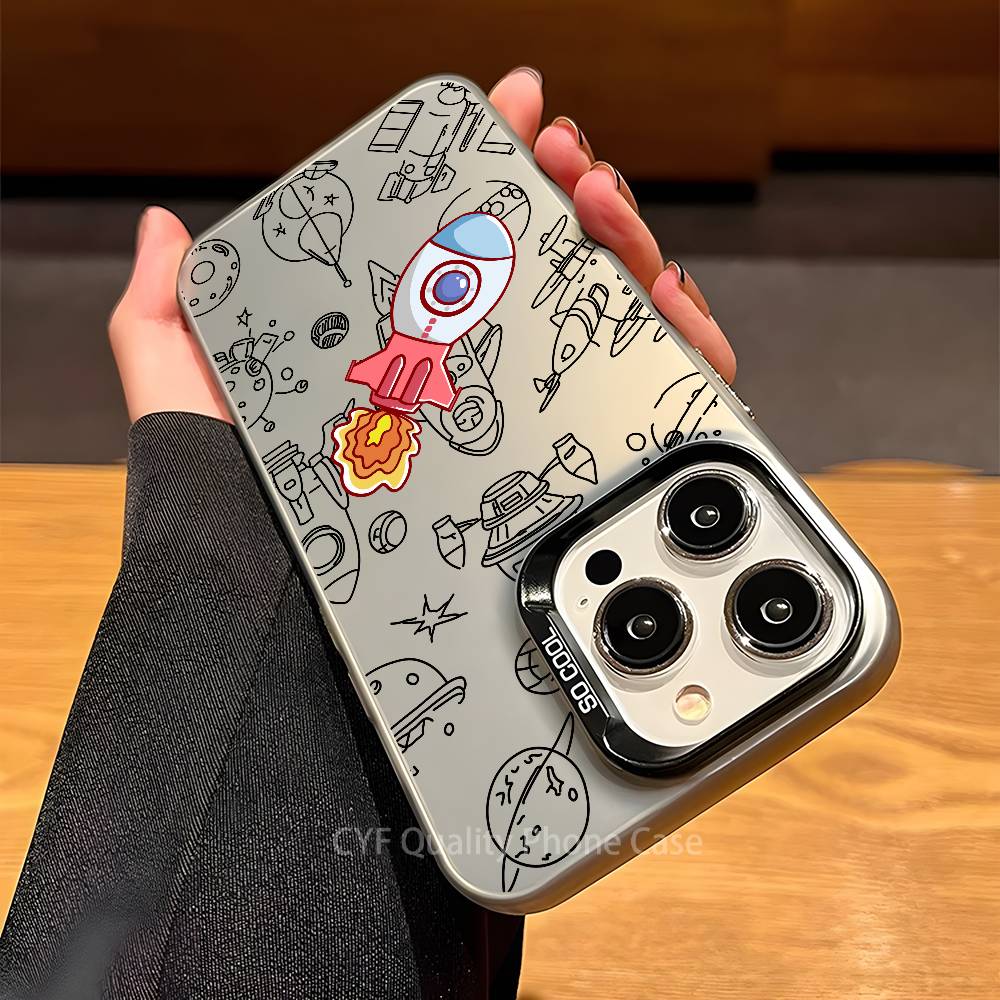 Cool Astronaut anime Phone Case For Apple 11 12 13 14 15 16Pro Max Plus Protect Plating Phone Cover