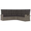 Corner Sofa with Reclining Function and Cushions Grey Poly Rattan
