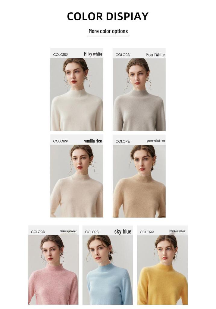 Lekasha Women's 100% Pure Cashmere High-Neck Sweater - Warm 12-Gauge Knit Base Layer