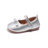 Girls Leather Shoes Soft Princess Cute Sweet Kids Flats with Bowtie Mary Janes Children Kindergarten Shoes Silver Brown Beige