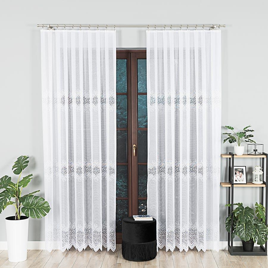 VIOLETTA - Ready-made jacquard curtain with a straight hem - 300x250 cm - white