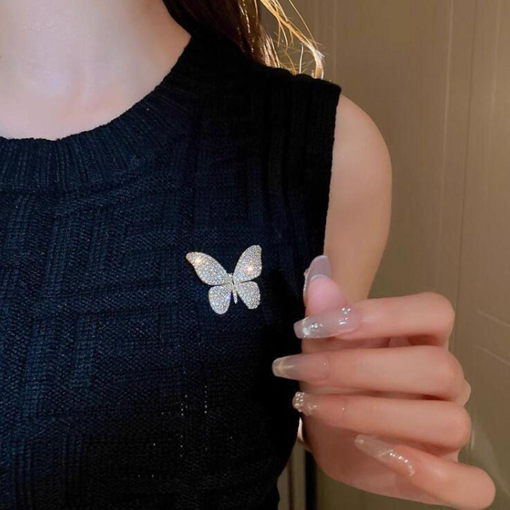 Badge Suit Collar Pin Full Rhinestone Rhinestone Brooch Fashion Rhinestone Butterfly Brooch Girls