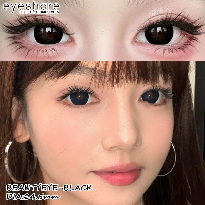 EYESHARE 1 Pair Black Doll Eye Contact Lenses for Eyes 14.5mm Big Eyes Natural Lenses Yearly Cosmetic COD