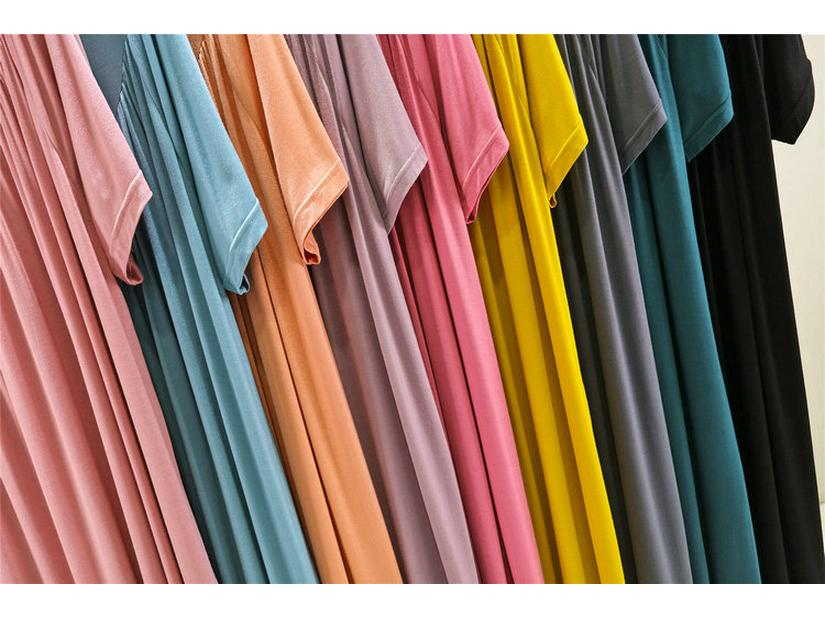 Женская ночная сорочка А-силуэта с плиссировкой больших размеров - Летняя модальная