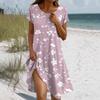 Платье в стиле бохо с коротким рукавом для женщин, повседневное, свободного кроя, летнее, сарафан с цветочным принтом и карманами