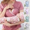 Breastfeeding T-shirt Solid Color Short Sleeve O-Neck Removable Pads Breathable Breastfeeding