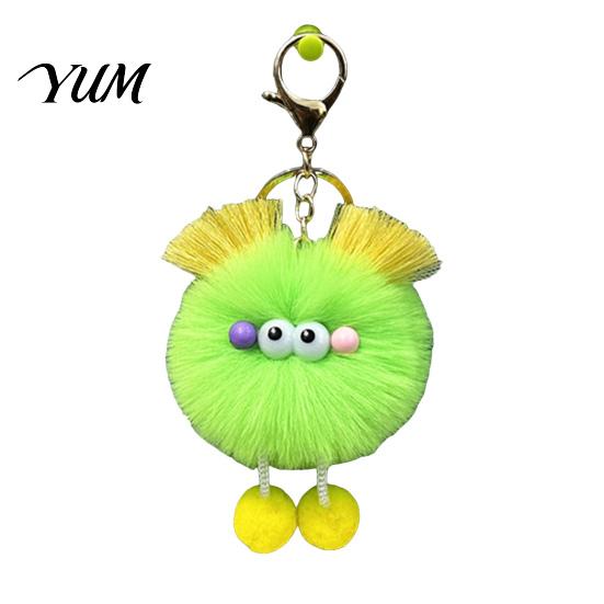 Cartoon Ball Keychain Plush Keychain, Fluffy Pompom with Metal Clasp, Soft Key Ring Backpacks Handbags Keys Decorative Pendant for Men Women Portable