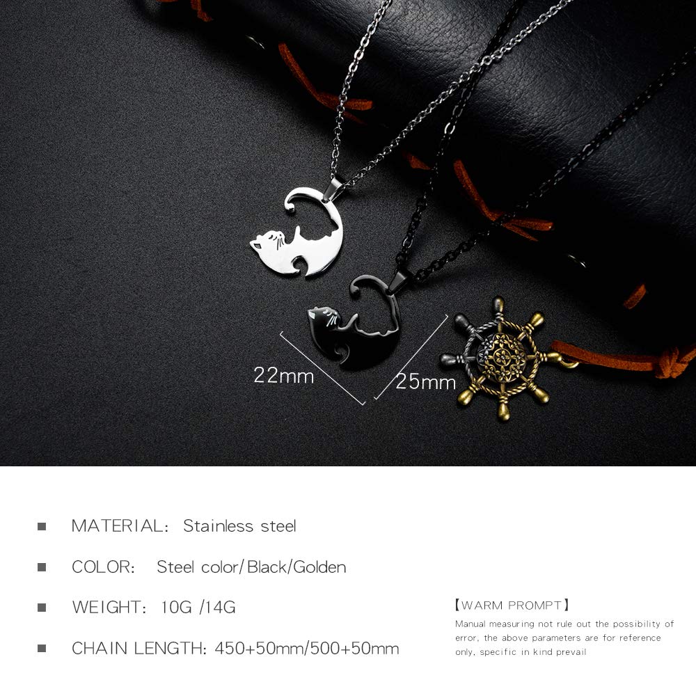 Пара Популярная для кошек Подарок для влюбленных [Rockyu] Ожерелье, Пары, Черный, Ожерелье, Милый, Унисекс, Популярный,