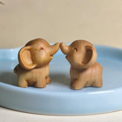 Миниатюрная фигурка слона, милая деревянная миниатюрная скульптура животного, маленькая коллекционная статуэтка дикого животного для гостиной, офисной полки