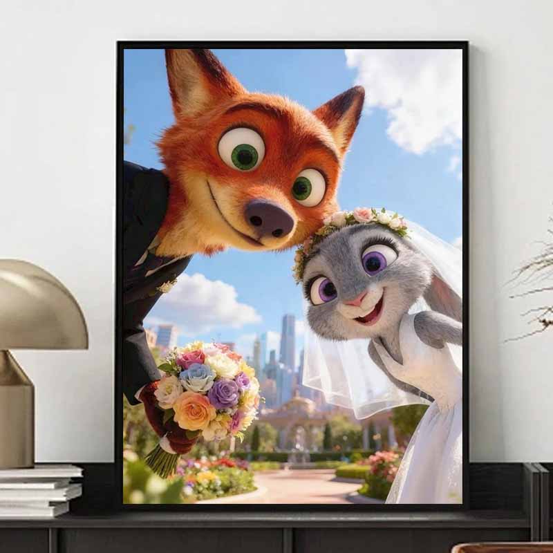 Disney Алмазная мозаика Зверополис Свадебная тема Фан-арт Мультяшная мозаика Алмазная вышивка Крестиком Ручная работа DIY Подарок Декор для дома