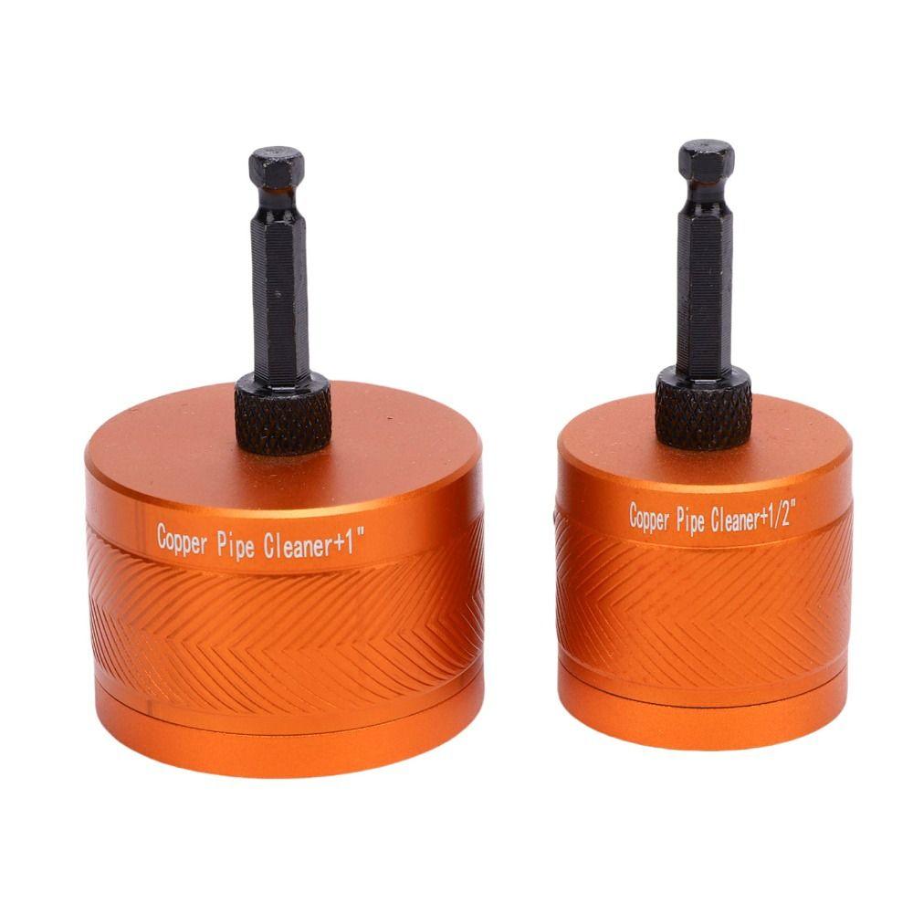 2pcs Aluminum Alloy Metal Pipe Cleaner Orange Copper Pipe Cleaning Tool Plumbing