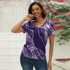 Женская футболка с v-образным вырезом и короткими рукавами в фиолетовую полоску с принтом, свободная футболка, повседневная рубашка