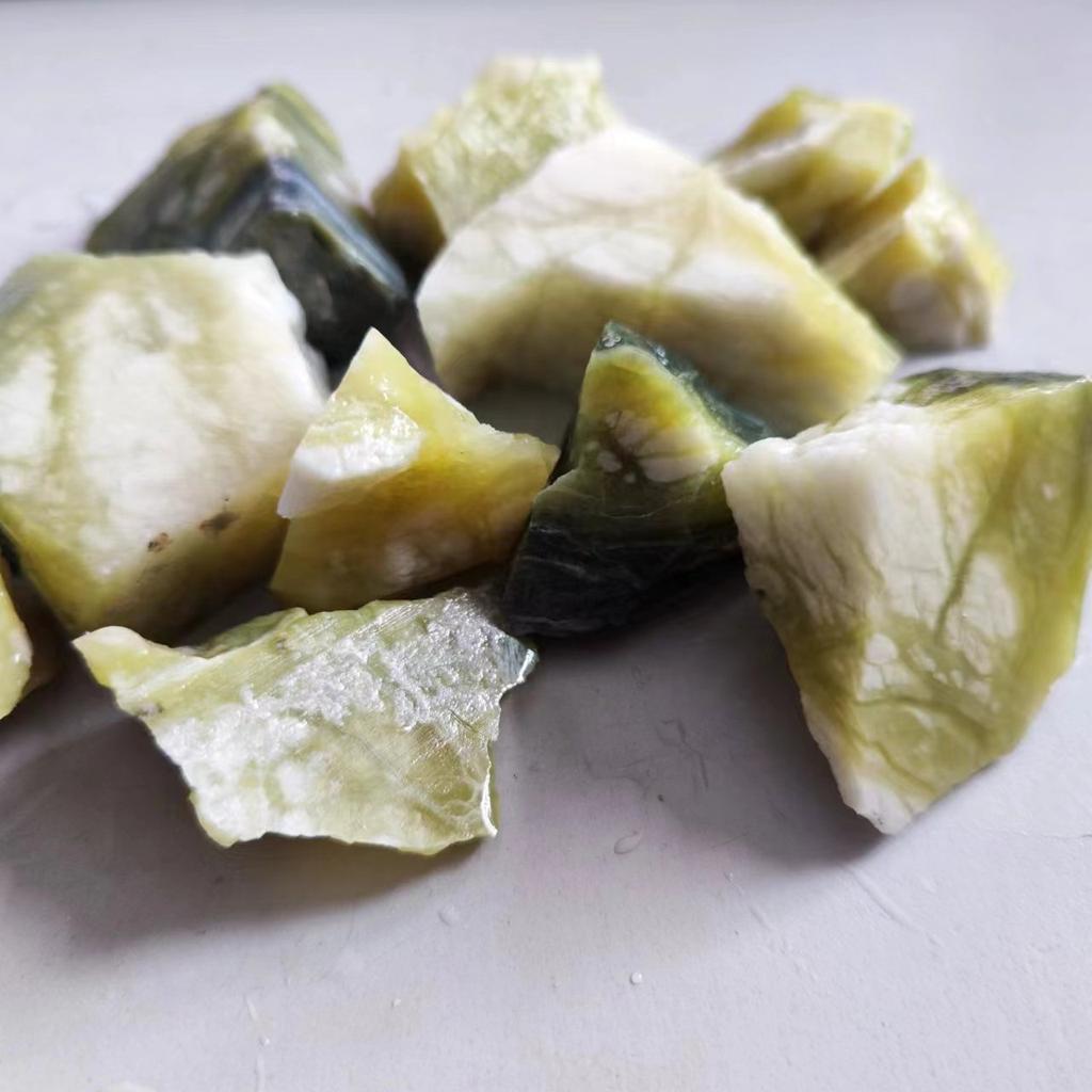 Natural Raw Tree Pattern Jade Stone Green Afghan Jade Mineral Specimens Rough Jewelry Processing Stone Home Decoration Stone