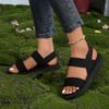 Women's Solid Color Flat Sandals, Casual Open Toe Summer Shoes, Lightweight Ankle Strap Sandals