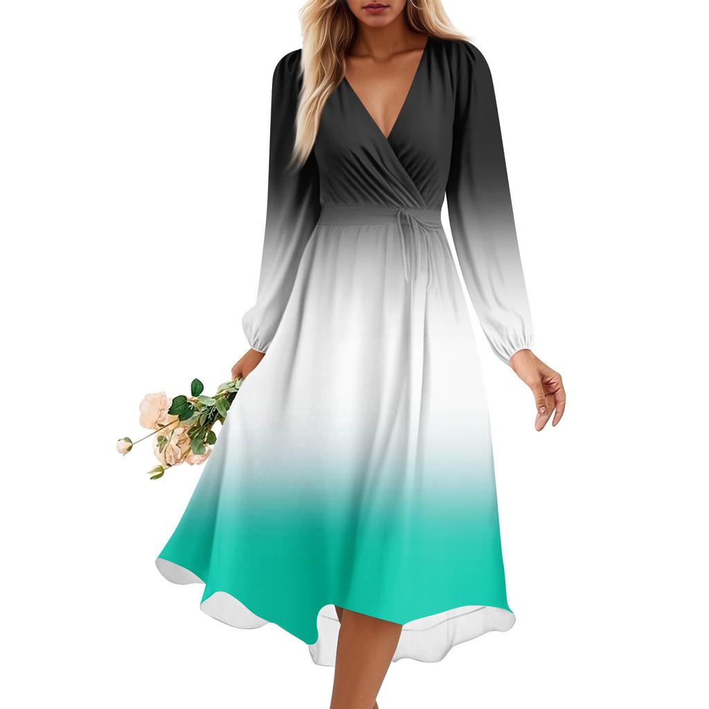 Женское летнее свободное платье с V-образным вырезом, Элегантное платье
