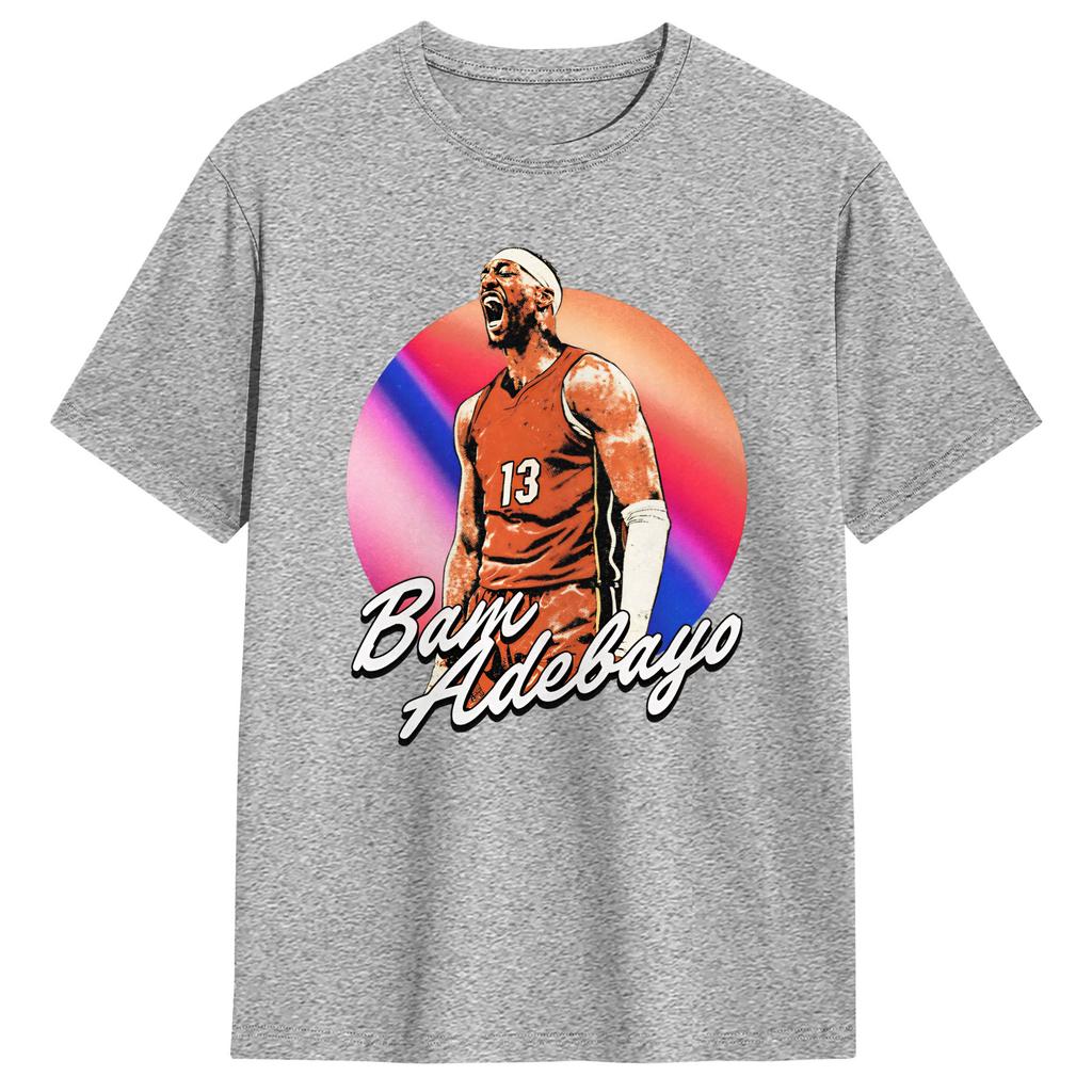 Футболка Bam Adebayo для мужчин  Новинка Хлопковая футболка Круглый вырез Короткий рукав Футболки Подарок на день рождения Топы