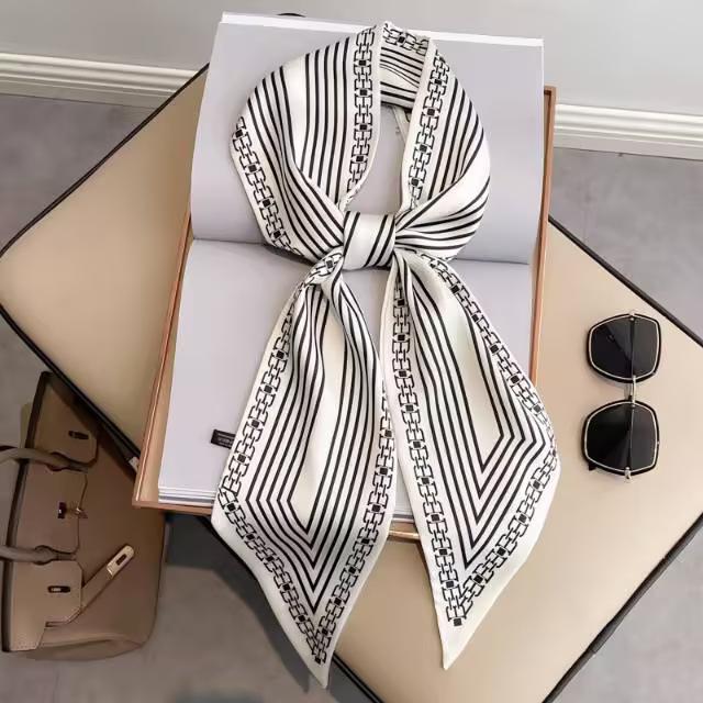 Thin and narrow chain, silk scarf, small and long women's spring and autumn fashion versatile, foreign style scarf with shirt, suit, new strap bag