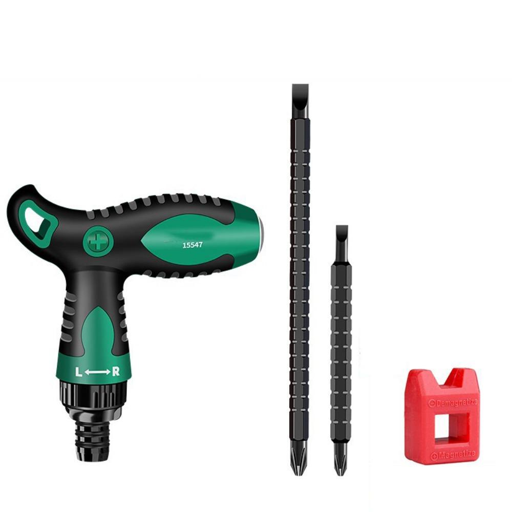 Insulated Handle Ratchet Handle Screwdriver Set Telescopic Double Head Ratchet Screwdriver Bit T Handle Adjustable