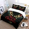 Merry Christmas Antlers Print Bedding Duvet Cover Set Duvet Cover Pillowcases  (1*Duvet Cover 2*Pillowcases, without duvet insert)