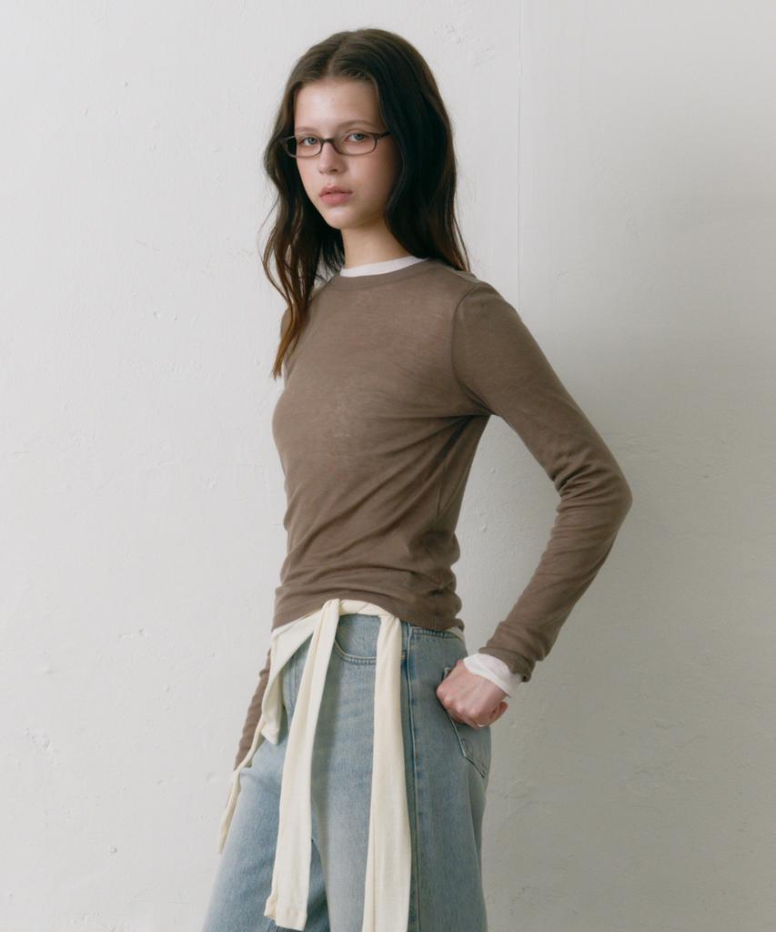 OSTKAKA Layered Wool Tencel T-Shirt Mocha