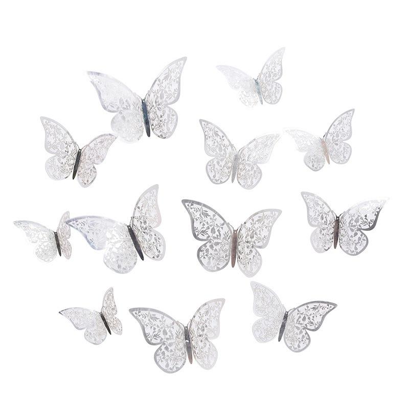 Topper Gold 3D Baking Dessert Decor For Wedding Party Happy Birthday Cake 12Pcs Artificial Butterfly Butterflies Cupcake Toppers
