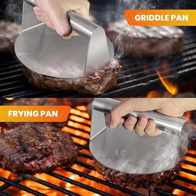 Пресс для смэш-бургеров из нержавеющей стали с ручкой Круглая форма для прессования мяса Инструмент для прессования гамбургеров Кухонные аксессуары Бытовые