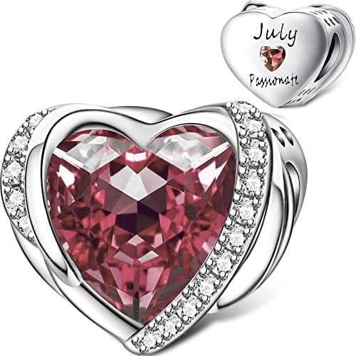 December Colored Zircon Sea Heart Birth Stone copper Talisman D Bead Charms Compatible With for Bracelets Necklaces Do It Yourself Birthday Party Gift