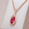 Красный ромб кулон-ожерелье с натуральным цирконом для женщин, модный, цвет розового золота, винтажный, для вечеринок, изысканные ежедневные украшения