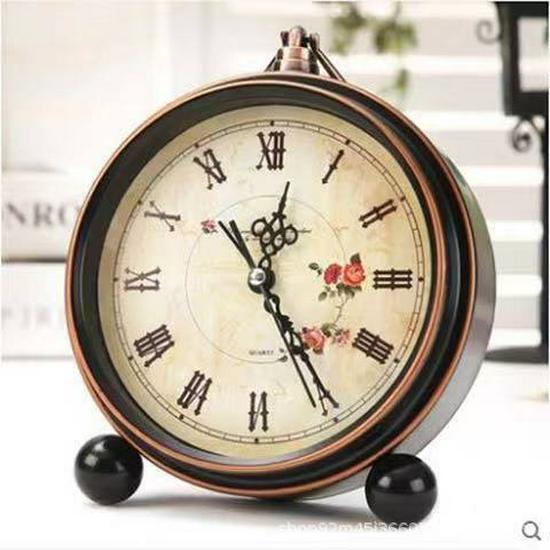 5-дюймовый бесшумный ретро-металлический будильник: Настольные часы в европейском стиле для гостиной или спальни