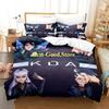 Игровой Kda The Badest Комплект постельного белья Односпальный Двуспальный Полный Квин Кинг-сайз Размеры Размеры Комплект постельного белья Взрослый Детская спальня Пододеяльник Комплекты Аниме Простыня
