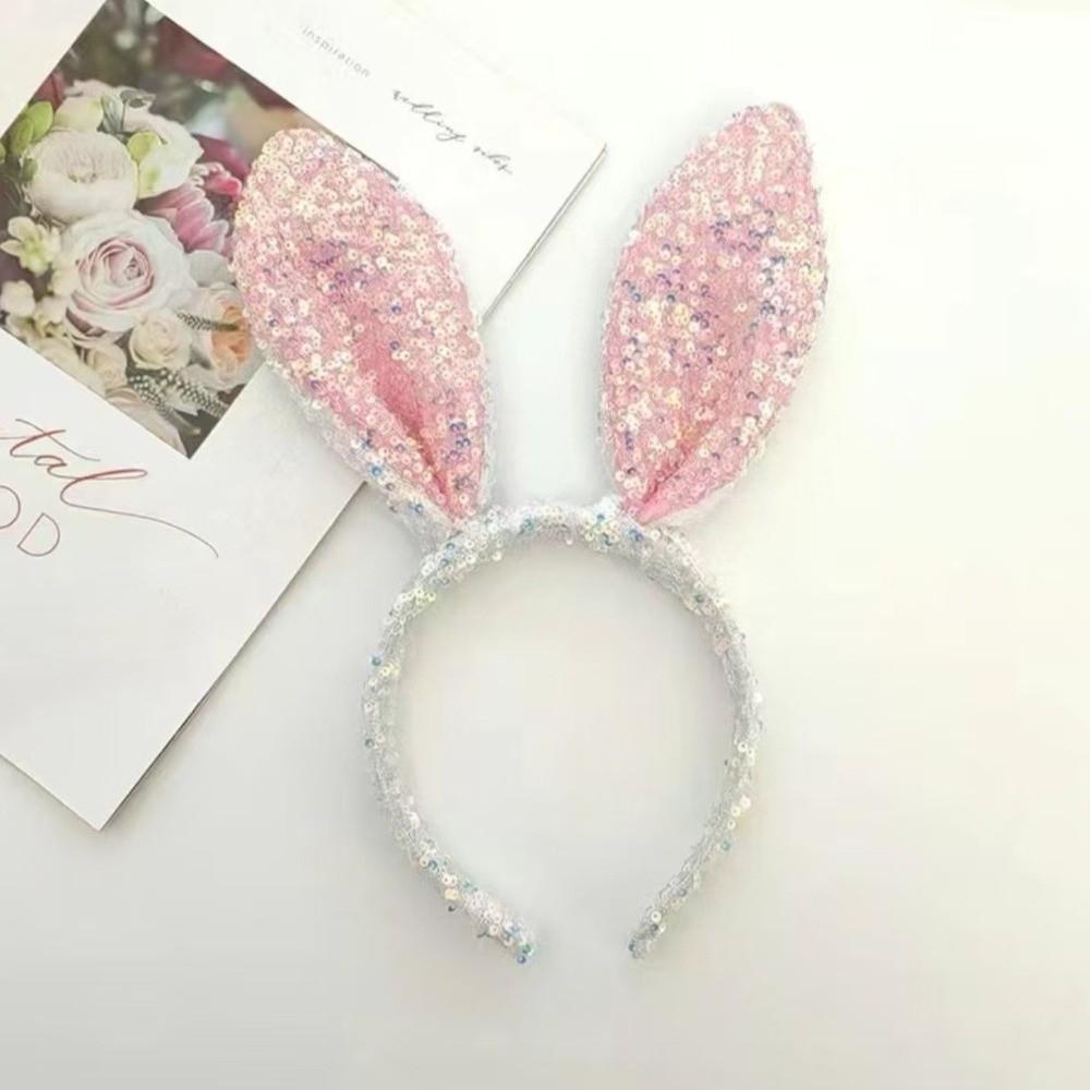 Cartoon Bunny Ears Headband Sequin Rabbit Ear Hairband Cute Easter Bunny Headband Girl