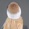Осень-зима женская вязаная шерстяная шапка с помпоном шапки меховая шапка женская теплая шапка из натурального меха енота