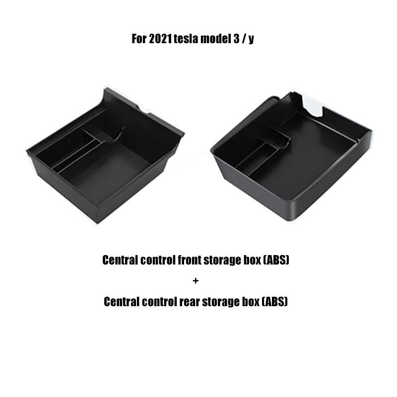 Car Central Armrest Storage Box For Tesla Model 3 / Y    Hidden Box Cup Holder Flocking Organizer Containersr